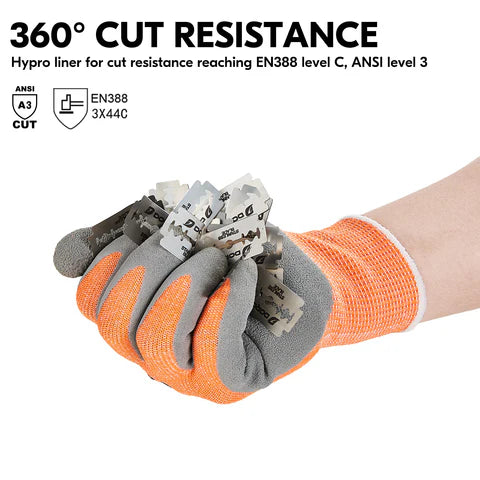 CutGuard ANSI Level 3 Cut-Resistant Latex Work Gloves